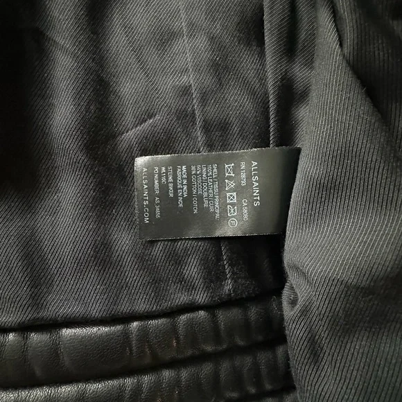 All Saints Quilted Black Leather Jacket - Picture 8 of 15